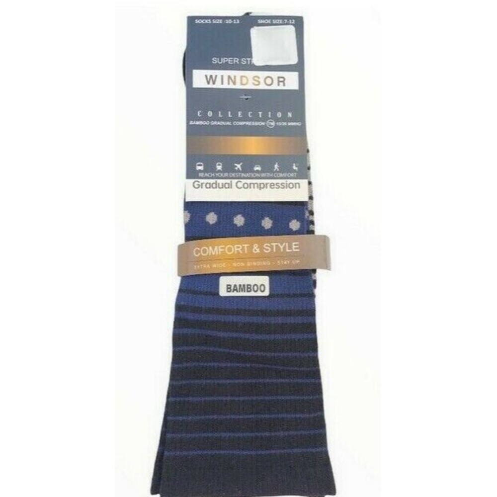 Windsor Ladies Socks L 10-13 Gradual Compression Patriotic Blue 15/20 MMHG 20"